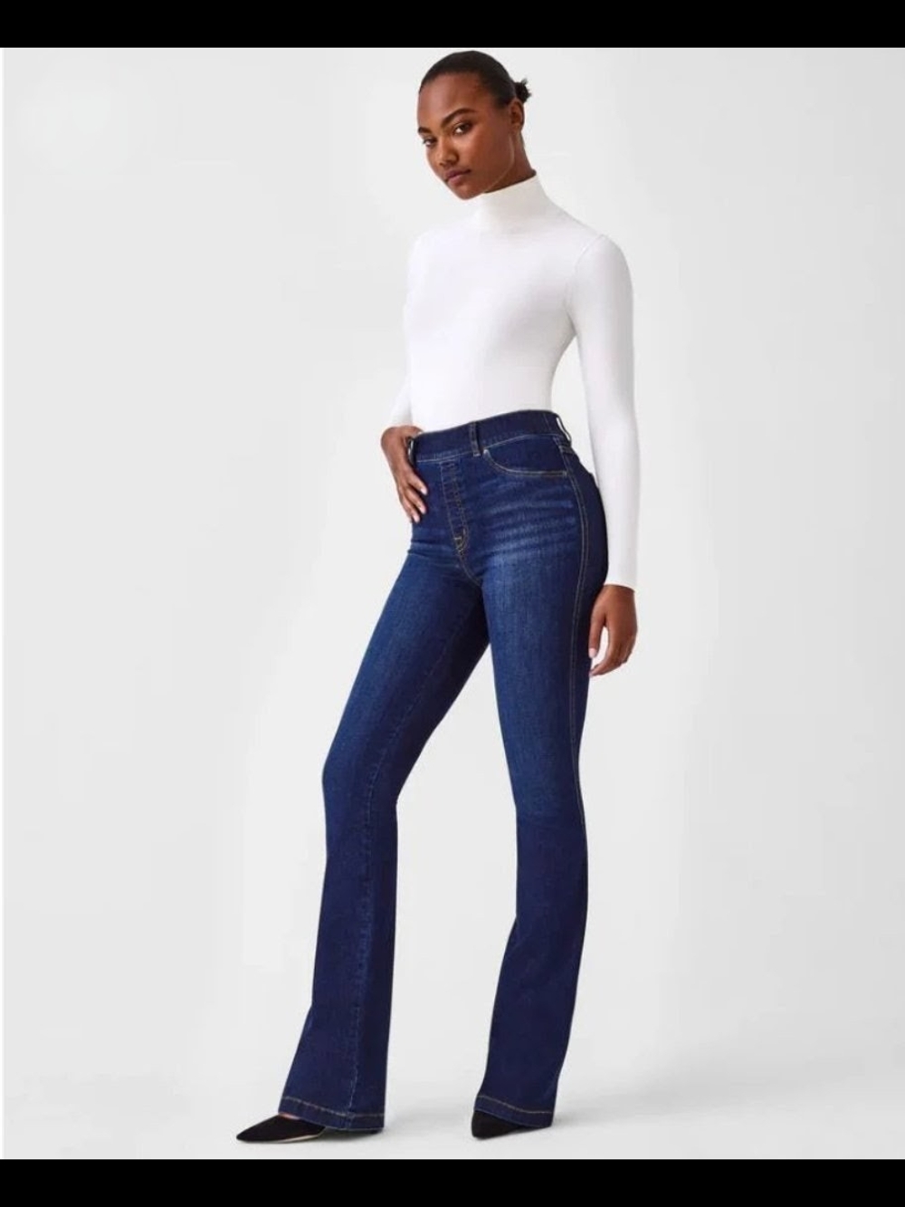 Spanx High-Rise Flare Pull On Jeans Midnight Size Small 33" Inseam